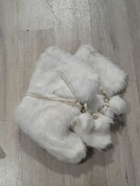 Colin Stuart White Faux Fur Winter Rain Boots